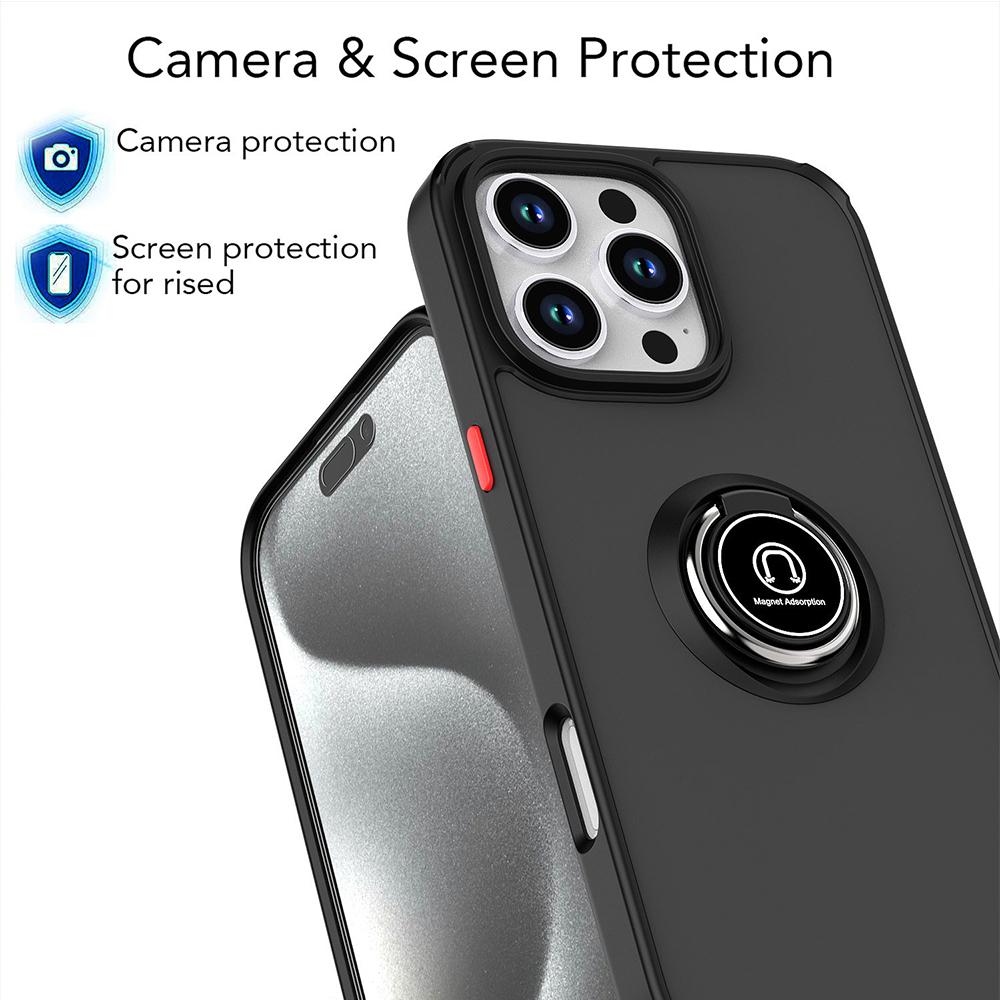 For iPhone 16 Pro Max Case Shockproof Armor Magnetic Ring Fold Rotate Holder Cover For iPhone 16 Plus 16Pro Max Matte Phone Case