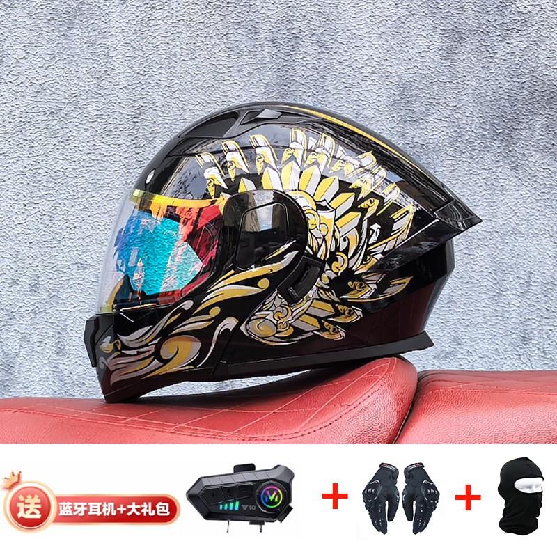 Modular Flip-Up Motorcycle Helmet With Dual Visors Bluetooth Intercom ABS Shell All-Season Unisex Adult Size M-XXL