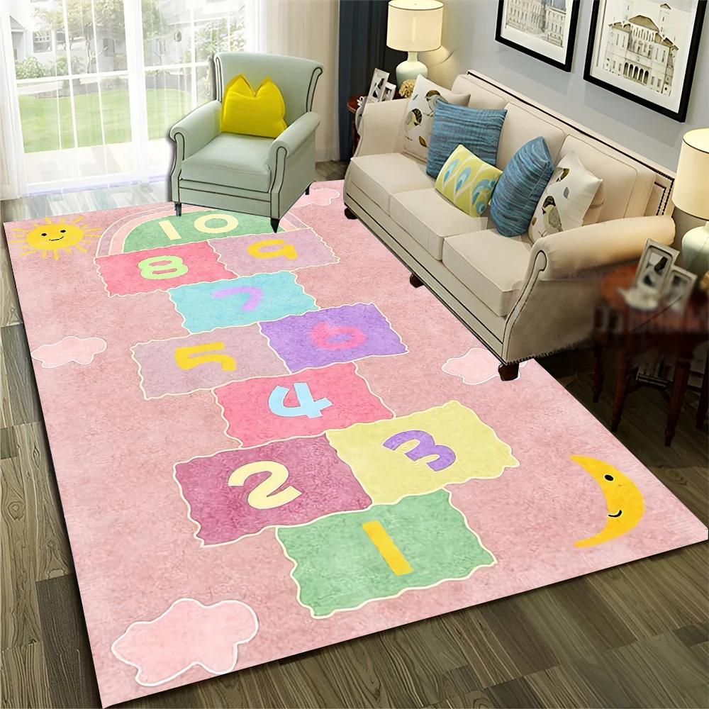 27 Stil Hüpfspiel Kinder Digitale Spiele Junge Mädchen Cartoon Teppich Teppich für Zuhause Wohnzimmer Sofa Fußmatte Dekoration,Rutschfeste Bodenmatte