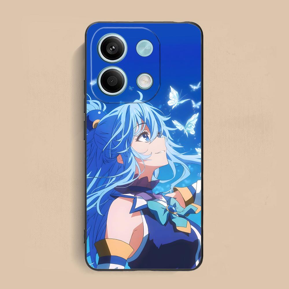 Konosuba Aqua Matte TPU Mobile Phone Case for Xiaomi Redmi 15 14 13 12 A5 3 2 1 C Plus 4G 5G Colorful Printing Cover