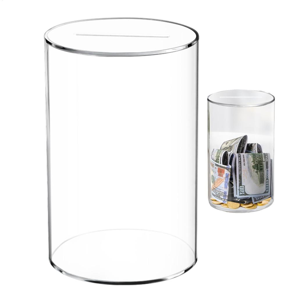 Modern Acrylic Money Jar Piggy Bank Child-Safe Unopenable Design Transparent Coin Savings Container Home Decor Desk Organizer