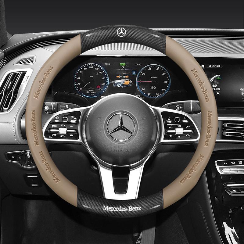 

6D Покришка на кермо зі шкіри з вуглецевого волокна Для Mercedes Benz AMG E200 W210 W203 W124 W204 W211 W123 W205 W212 W203 C200 E350 Beige-TypeD