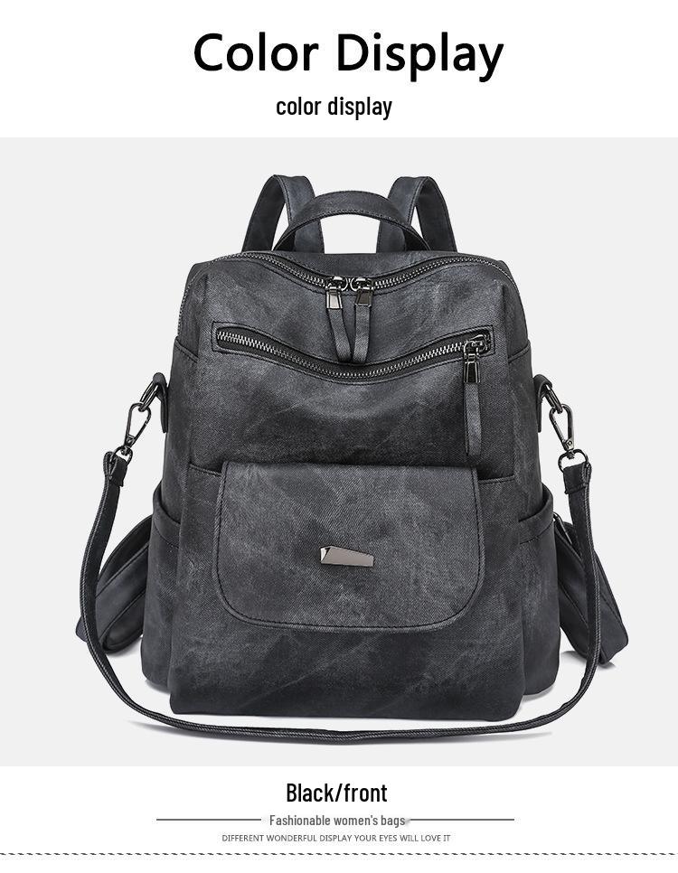 Korean Style Women's Large Capacity PU Backpack