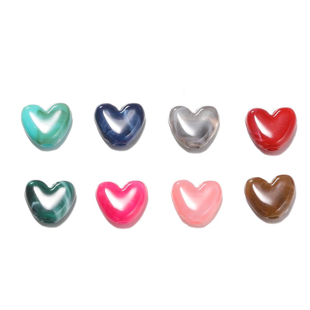 50pcs/Lot 8mm Acrylic Heart Bead Imitation Stone Loose Spacer Beads for DIY Bracelet Necklace Jewelry Making Accessories