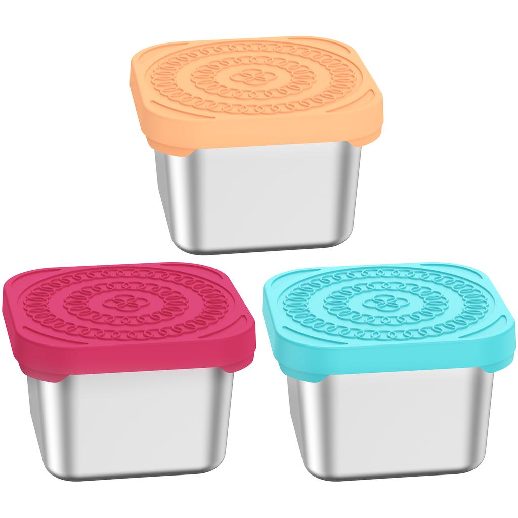 3/6Pcs Stainless Steel Lunch Box With Silicone Lid 8Oz Leakproof Snack Bento Box Refrigerator Fresh Keeping Box Kitchen Tools