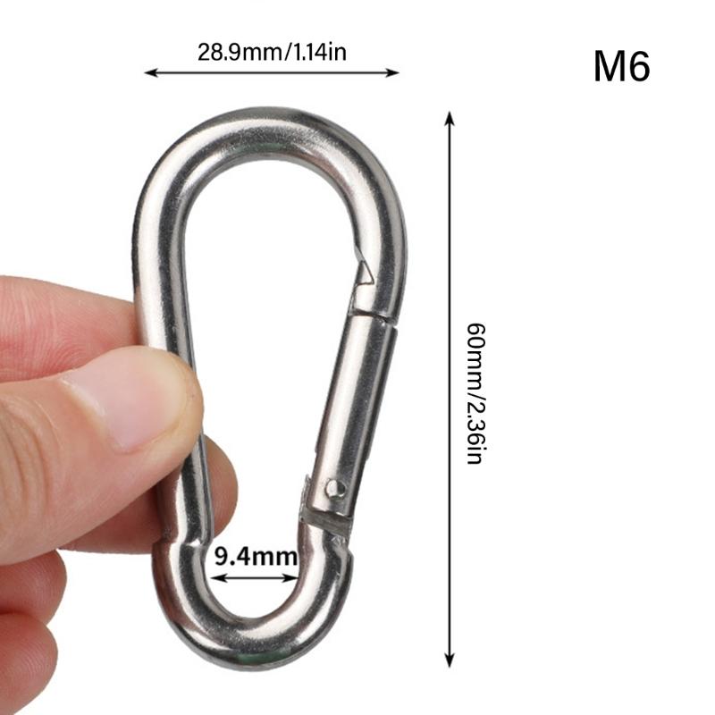 5Pcs Stainsless Steel Spring Snap Hook Carabiner Clip Water Bottle Hook Keychains for Outdoor Camping Fishing Hikings