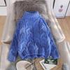 Women's High-Neck Cable Knit Sweater - Loose Fit, Solid Color, Autumn/Winter Style