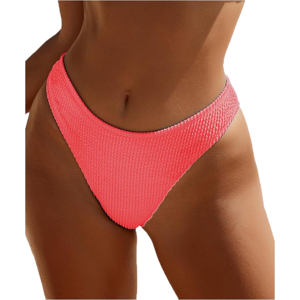 Women's Ribbed  Sexy High-Waisted Bikini Bottoms
