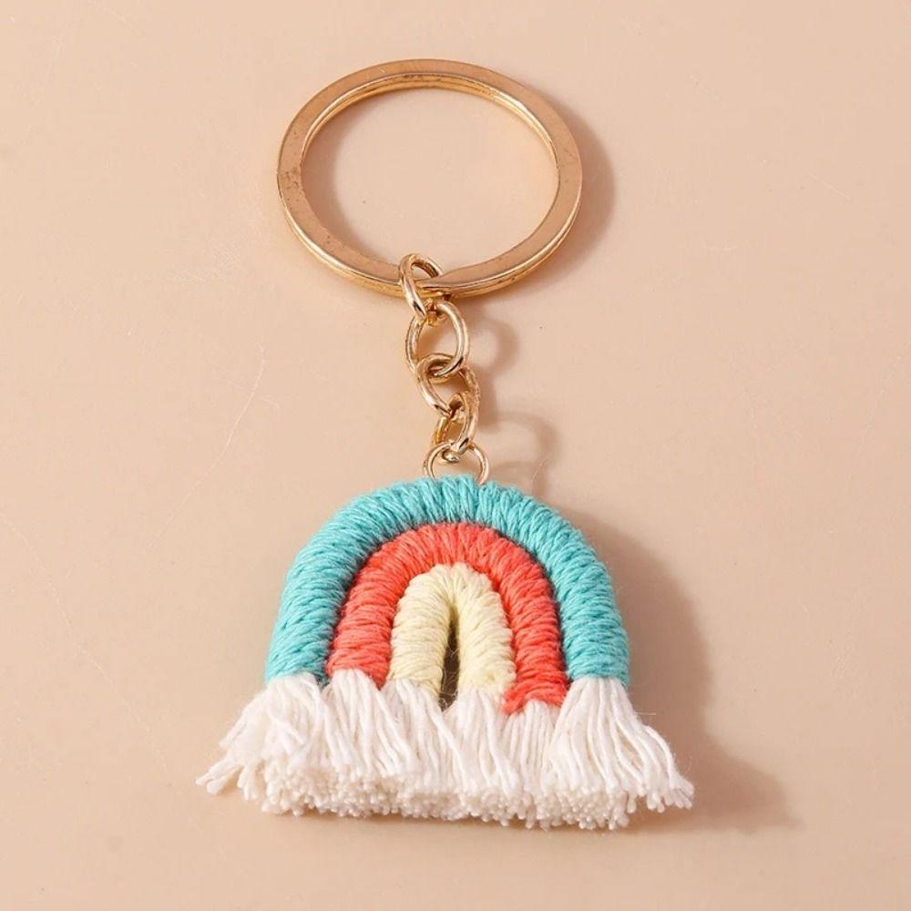 Fashion Three Color Rainbow Key Chain Pretty Knitted Rainbow Keychain  Gifts