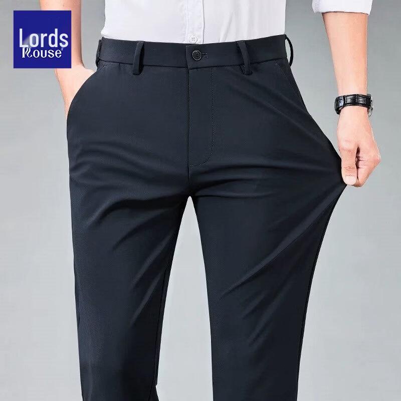 Luozzi Men s Ice Silk Straight-Leg Summer Trousers 34/175/86A темно-синий