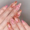 24Pcs French Style Fake Nails 3D Bowknot Designs Short Square Press On Nails Sweet Korean Fashion False Nail for Women Girl