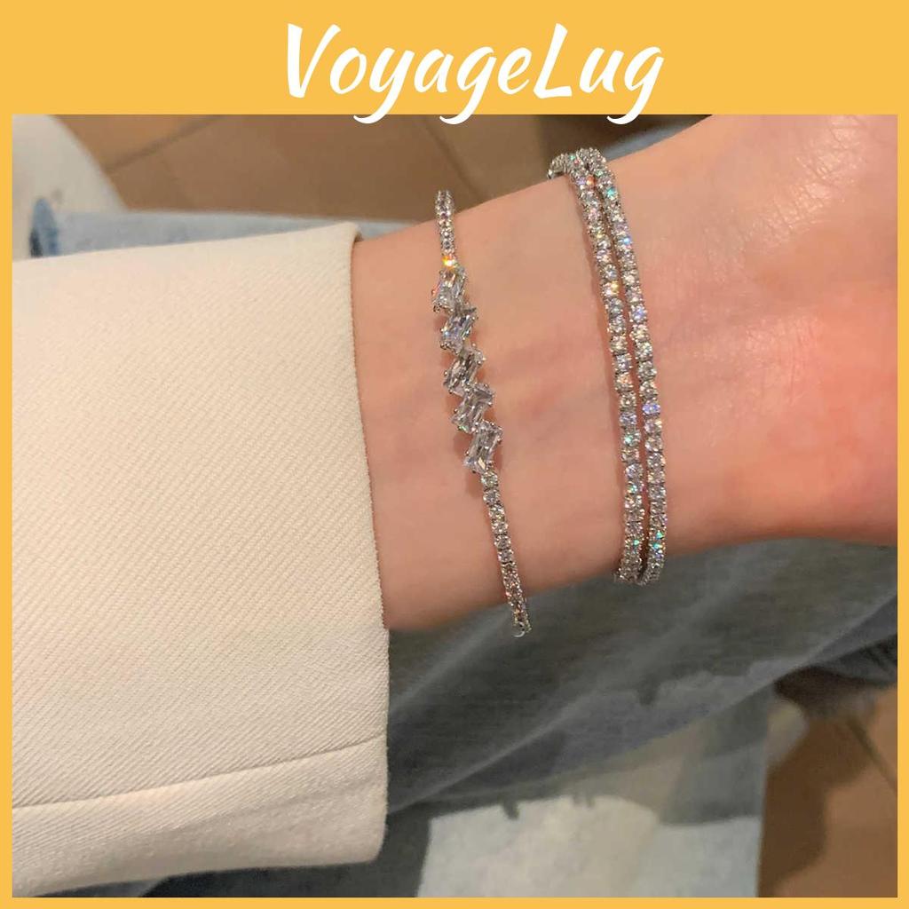 Adjustable Zircon Stone Bangle Bracelet With Geometric Design For Women Fashion Accessories