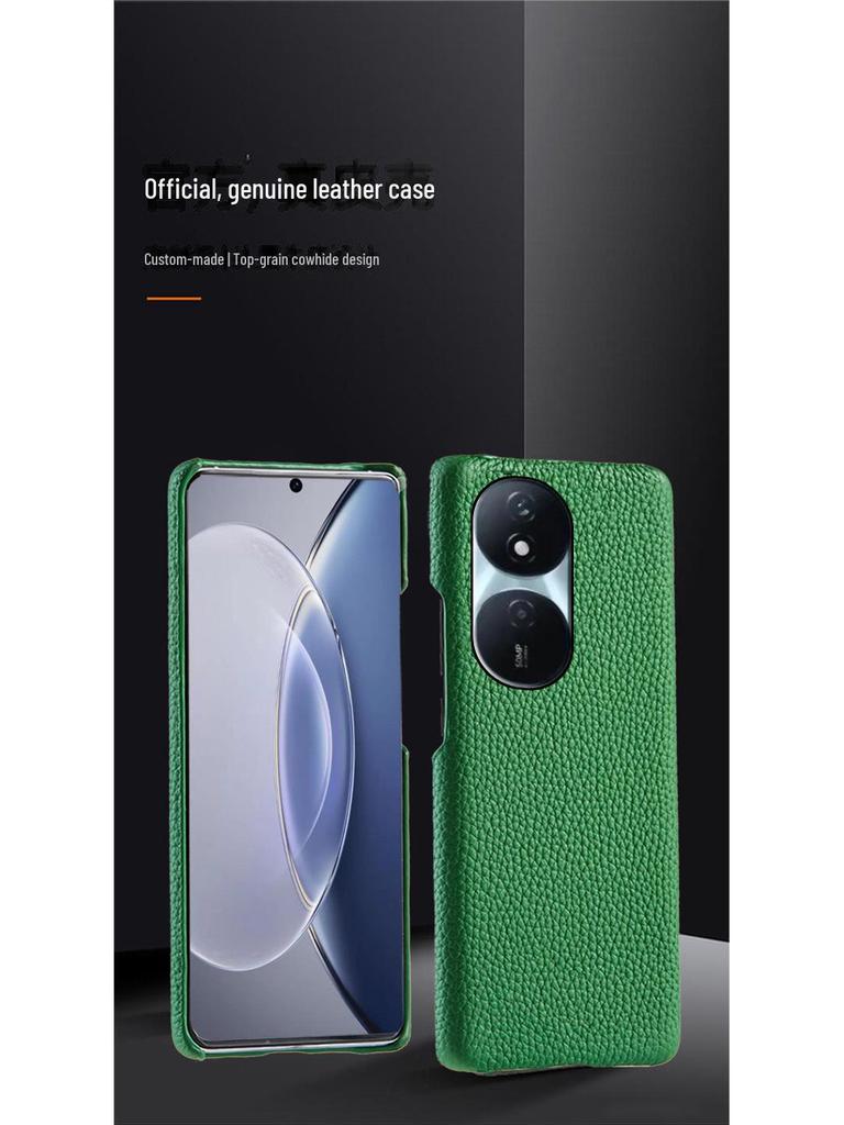 Honor Play 50 Plus Cowhide Leather Protective Cover with Litchi Pattern