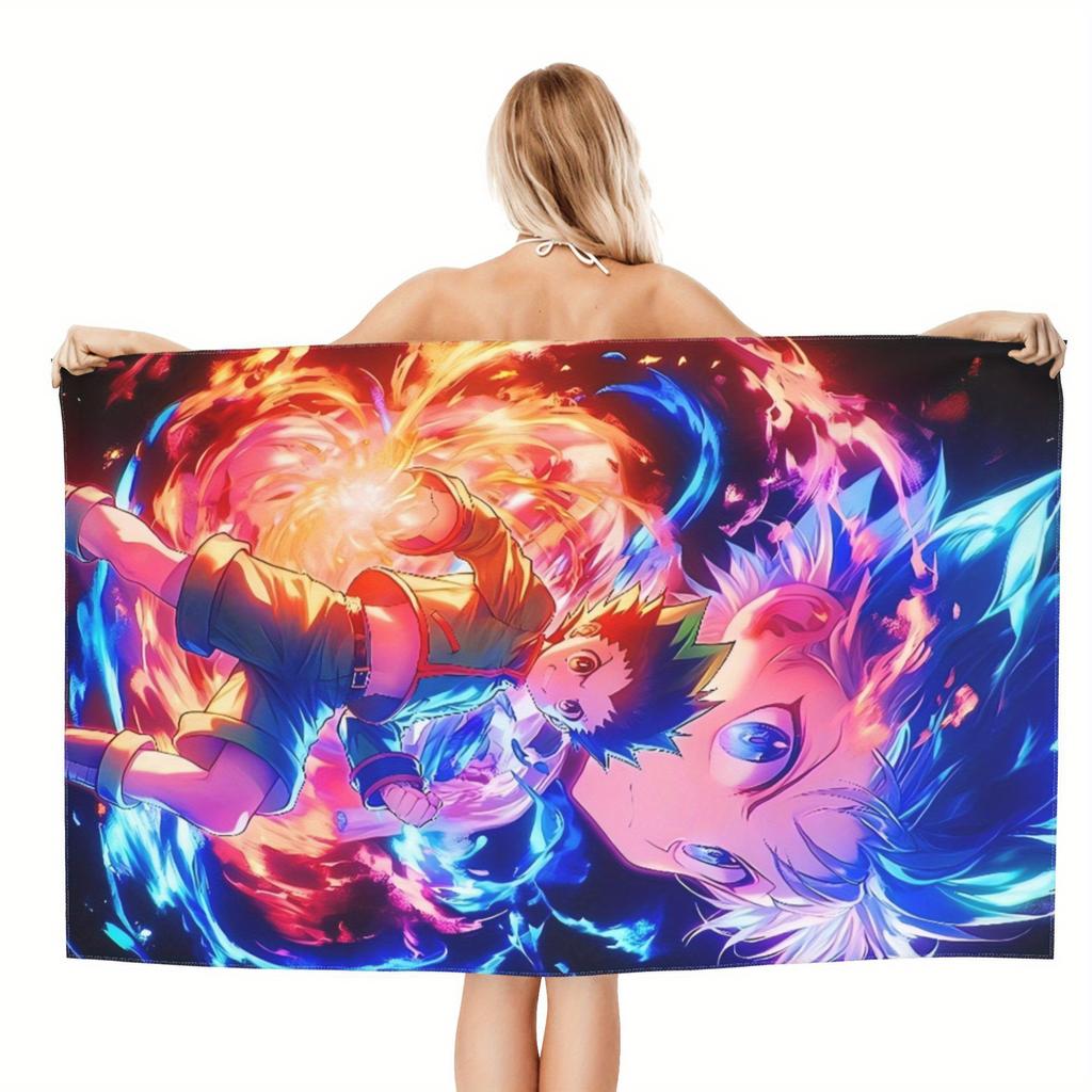 Dynamic Anime Duo Bath Towel - Soft, Super Absorbent & Vibrant Design for Everyday Use & Perfect Gift for Anime Fans