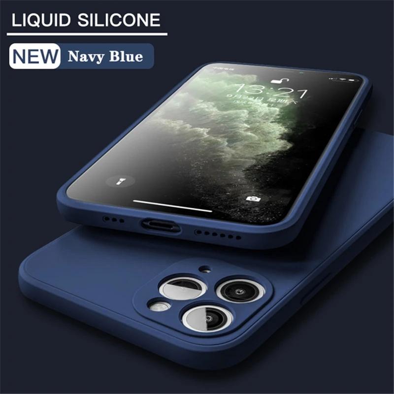 Weiche flüssige Silikon-Handyhülle aus schlichtem Gummi für iPhone 15 14 13 12 11 Pro Max X XR XS Max 7 8 15 Plus Luxus stoßfeste Stoßstangenschutzhülle