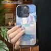 Phone Case: 2D Flat Design Suitable for iPhone 18 17 16 15 14 13 Pro, Colorful Silver Protective Case, Couple Style, Crescent Little White Bear, Chris