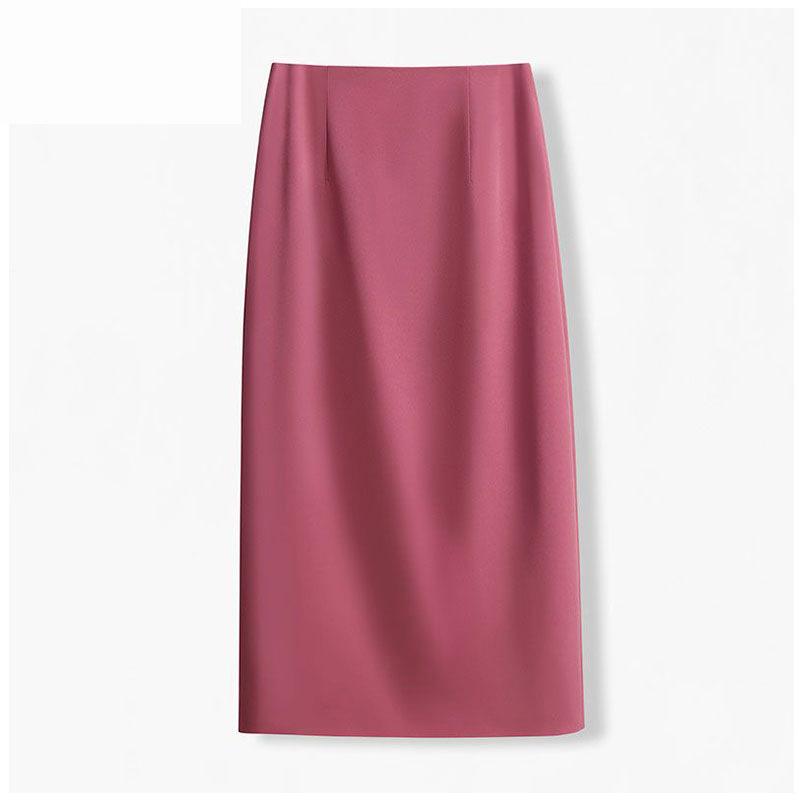 Women's Spring/Autumn 2024 High Waist Midi Pencil Skirt - Slimming A-Line Style