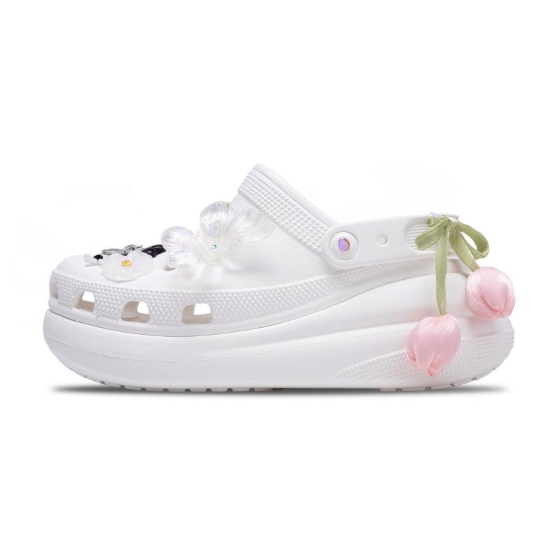 

Crocs Crush Clog You Yunu Поясная EVA Повседневные Универсальные Тренд Однотонные Классические Вышивка Дырочки Обувь 5.2см Унисекс Белый 39-40 белый