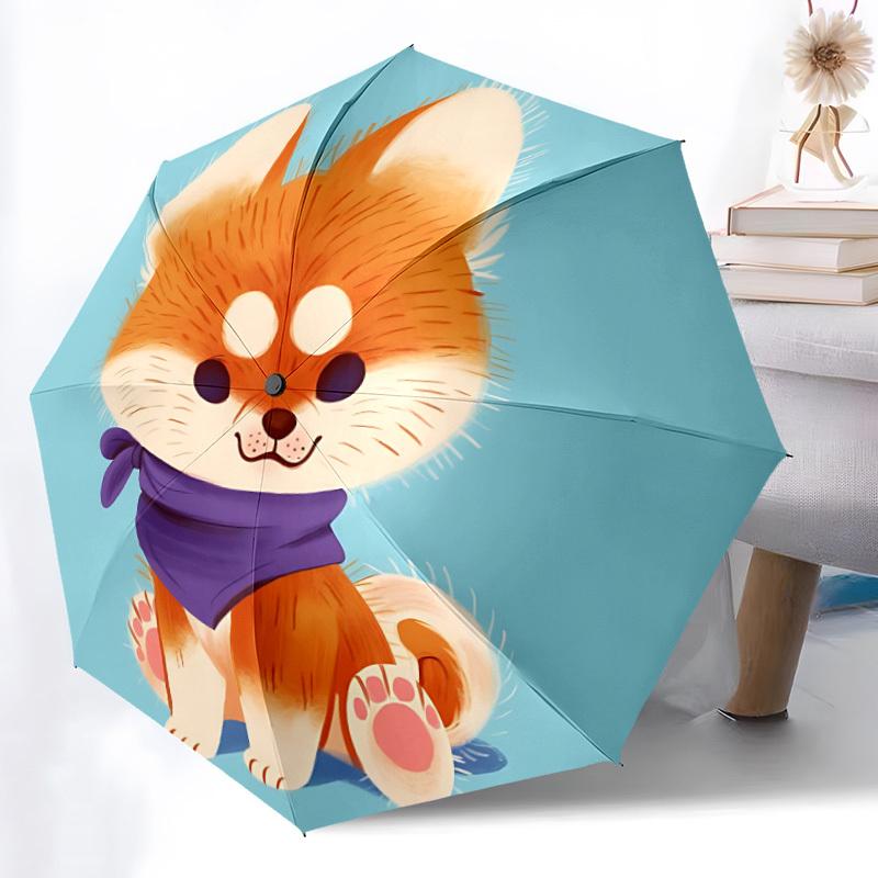1pc Corgi Scarf Automatic Folding Umbrella, 8-Rib Iron Frame, Casual Outdoor Accessory for Birthday Festival Gifts Yy251128193