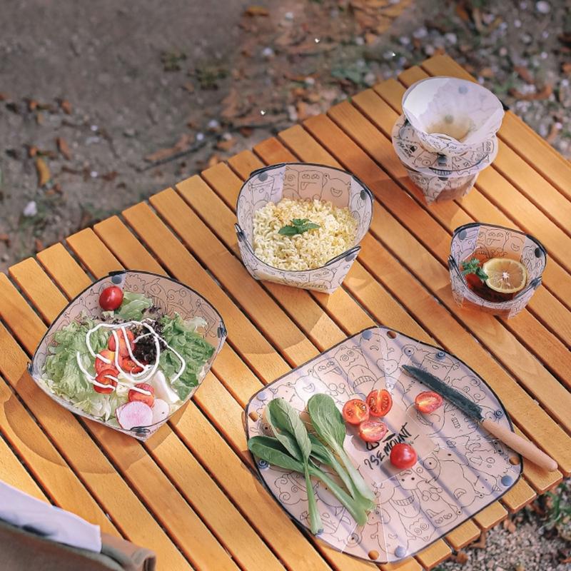 Outdoor Camping Tableware Folding Bowl Plate Cup Filter Chopping Board Portable Picnics Flatware for Outdoor Cooking