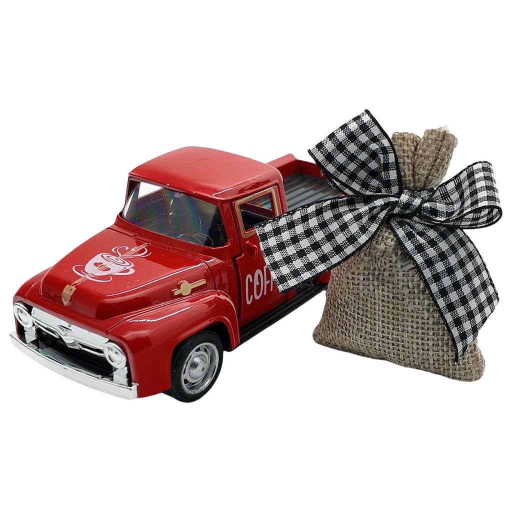 Bauernhaus Kaffee Bar Dekorationen Mini Metall LKW Modell mit abnehmbarem Jutesack Dekorationen für Küche und Etagenständer Präsentation