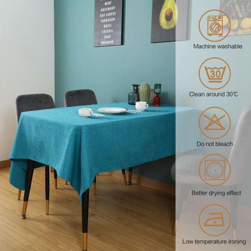 SEASHORE TREE Stylish Tablecloth, 140x180cm, Hemp-like Fabric, Dining Table Mat, Table Protection, Water-Repellent, Waterproof, Thick, Solid Color, Wa