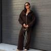 European and American High-end Sweater Two-piece Set Women's 2026 Autumn American Zipper Hooded Cardigan Long-sleeved Sweatpants Casual Suit