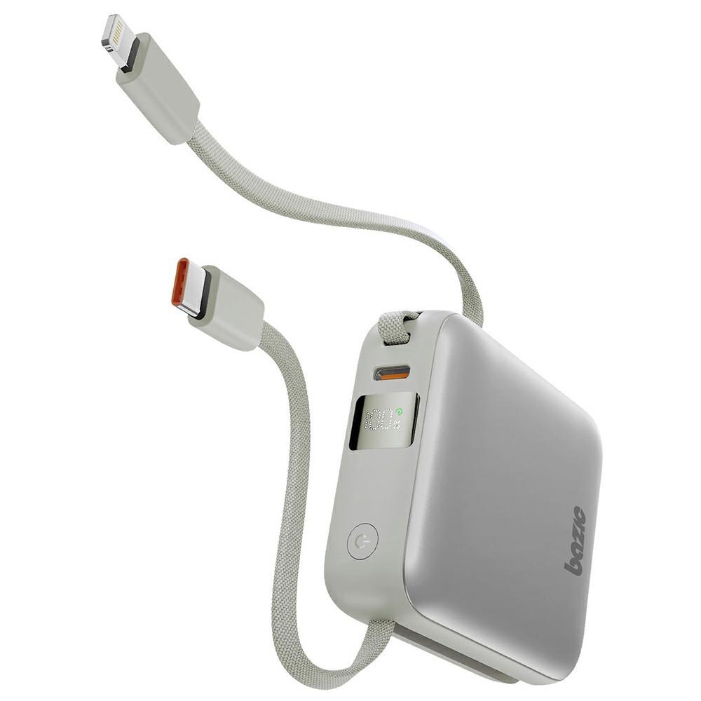 PowerBank 3in1 Bazic Fusion Mini 10000mAh USB-C/Lightning-Kabel grau