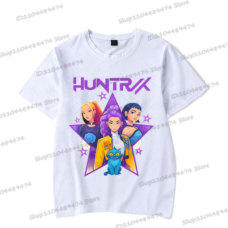 Vintage Kpop Demon Hunters Anime T-shirt Rumi Zoey Mira Print T Shirt Harajuku Cartoon Kpop Demon Hunters Teenage Girls Tshirts