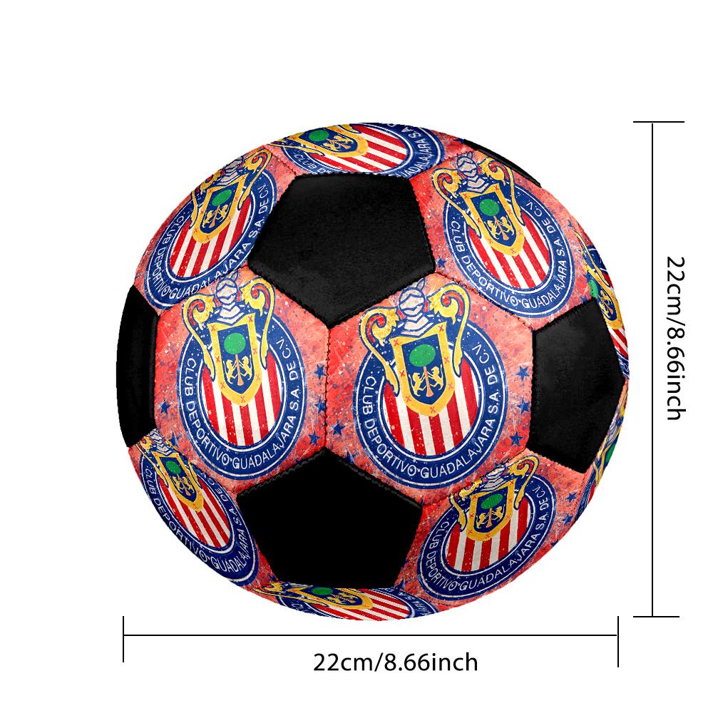 SIZE 5 C.D. Guadalajara Soccer Ball Colorful All Ages Machine Stitched PVC Competition Ready Durable High-Bounce