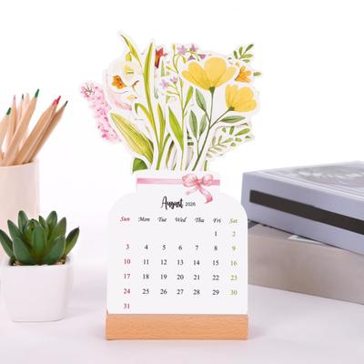 Yousheng Tischkalender 2025–2026, 24 Monate, florales Design, Mini-Standkalender zum Aufklappen, dekorativer Blumenkalender für Zuhause und Büro