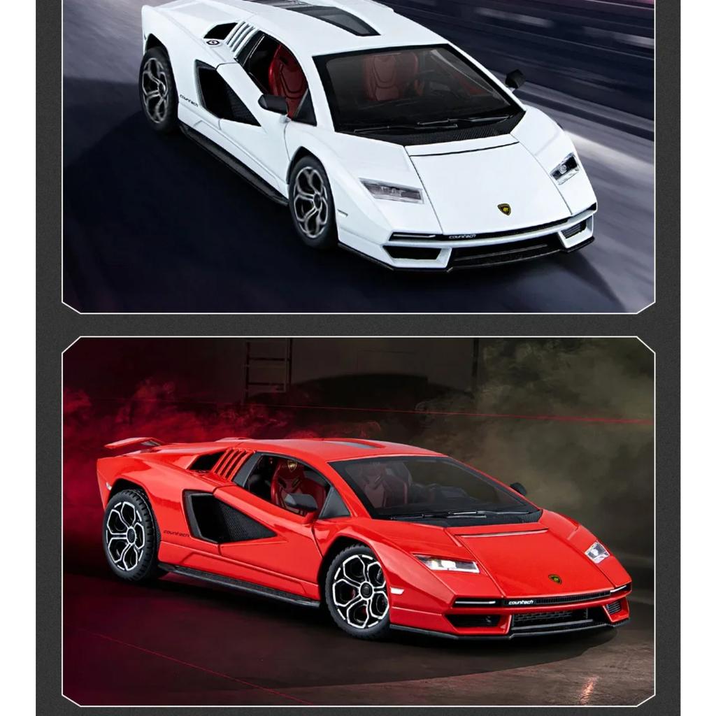 1/24 Lambos Countach LPI800-4 Supercar Alloy Model Diecast Sound Super Racing Lifting Tail Hot Car Wheel Gifts