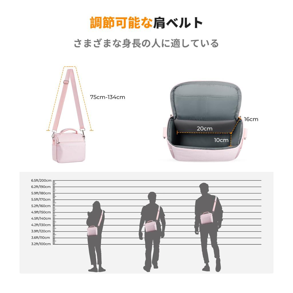 Concept Camera Shoulder Stylish DSLR Camera with Camera Camera Item Storage Photography Compact Pink K&F Bag, Bag, Bag, 5L, Dividers, Water-Repellent,