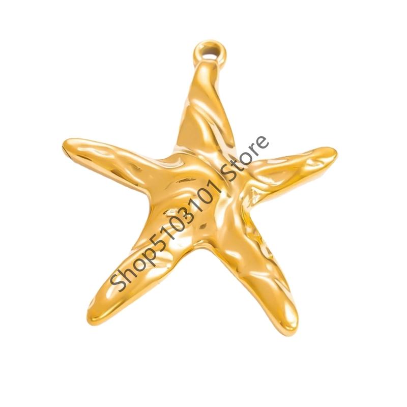 Gold Ocean Animal Turtle Shell Conch Starfish Diy Charms For Jewelry Making Bulk Stainless Steel Charm Pendant Necklace Making