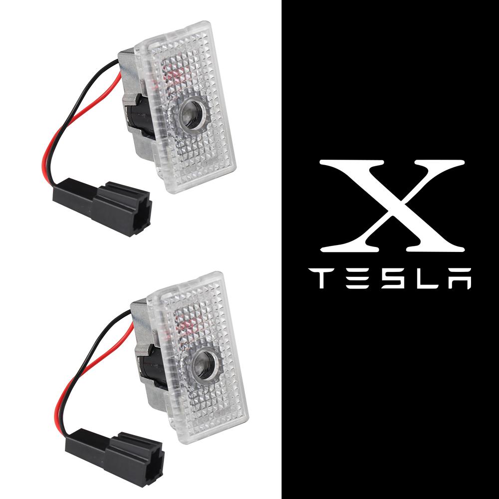 For Tesla Model 3 Model S X Model Y 2pcs Car Door LED Logo Projector Puddle Light Welcome Light Laser Projector Auto Accessories