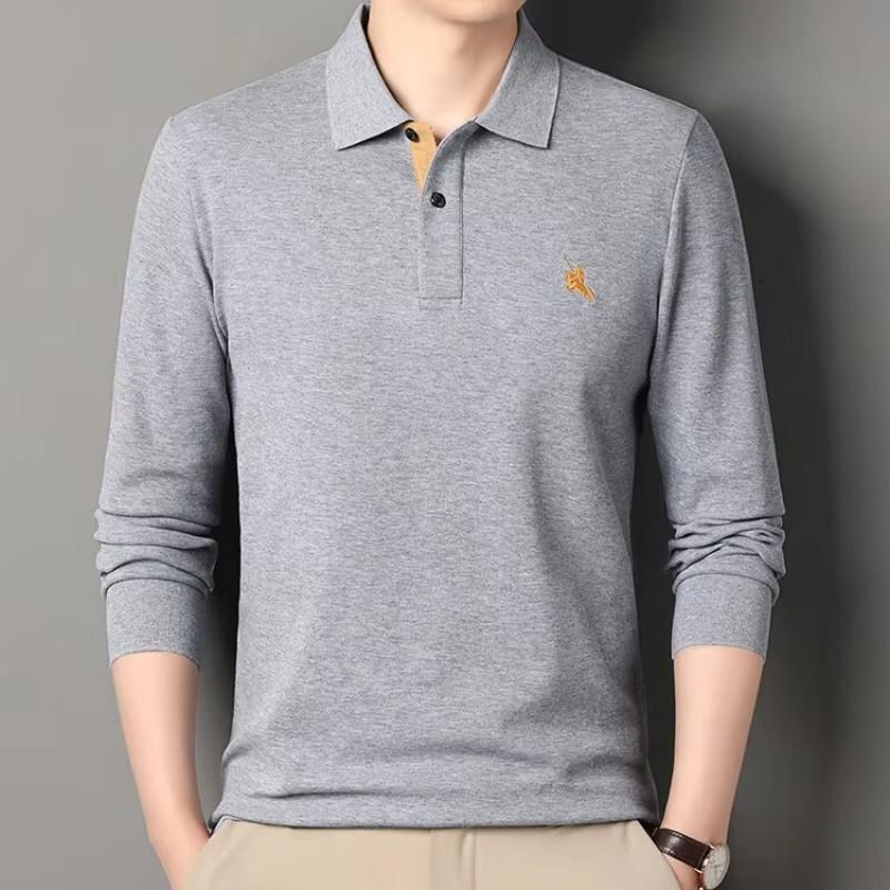 High End Brand Long Sleeved Polo Shirt Men'S Autumn New Fashion Embroidery Lapel T-Shirt Casual Business Paul Men'S Clothing