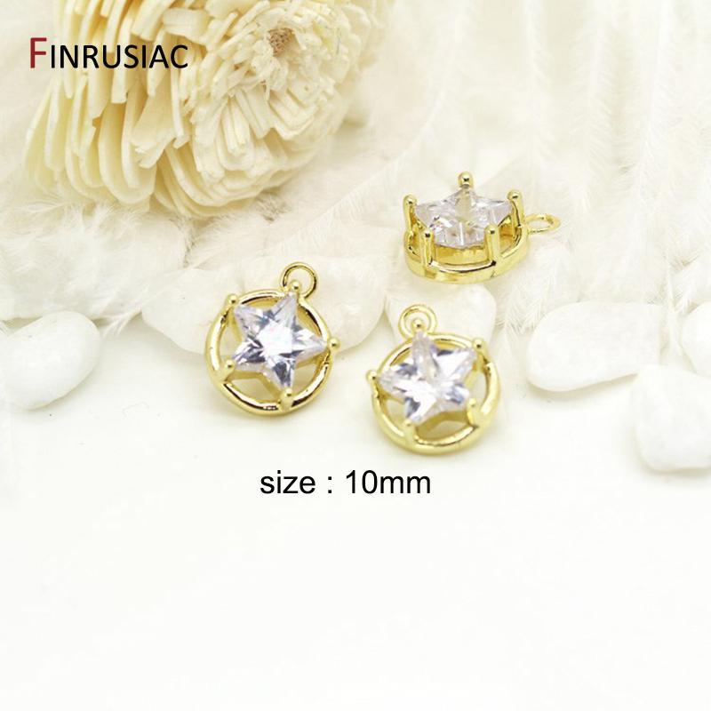 6 Types 14K Gold Plated Brass Zircon Rhinestone Pendants Charms,Jewelry Making For DIY Necklace Earrings Findings Accessories