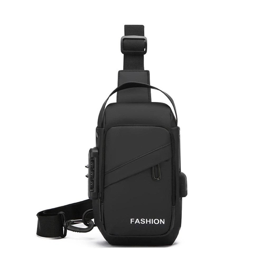 Anti-theft Men's Chest Bag USB Charging Port Shoulder Crossbody Bag Password Sling Bag  Travel
