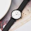 BUREI Men's Leather Watch, Popular Brand, Analog, Simple, Waterproof, Stylish, Perfect for Commuting (Black/Black and White)