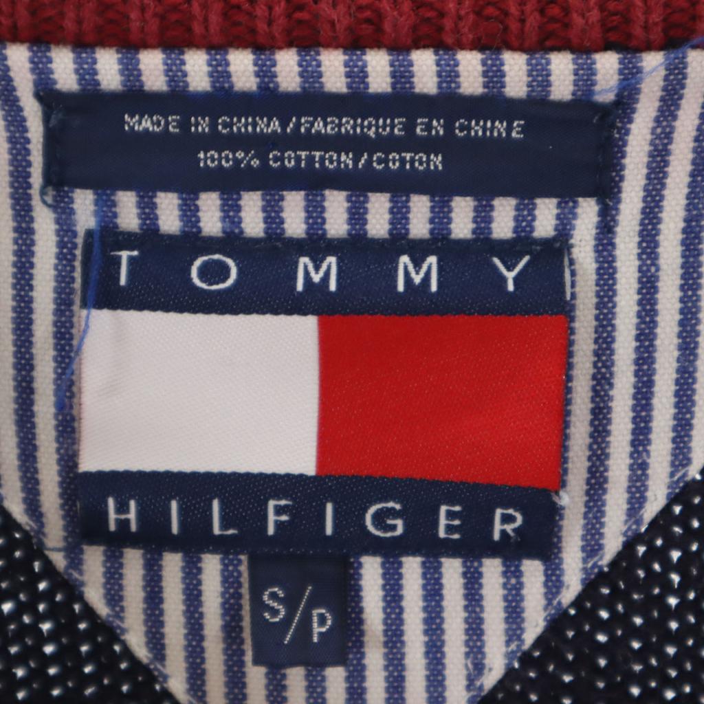 TOMMY HILFIGER 90s Old Border Pattern Long sleeve knit S Navy Men's Used