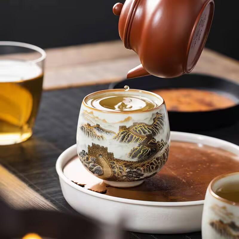 Ru Kiln Wanli Great Wall Luohan Master Cup Single Cup Open Tea Cup Ceramic Household Personal Tea Cup