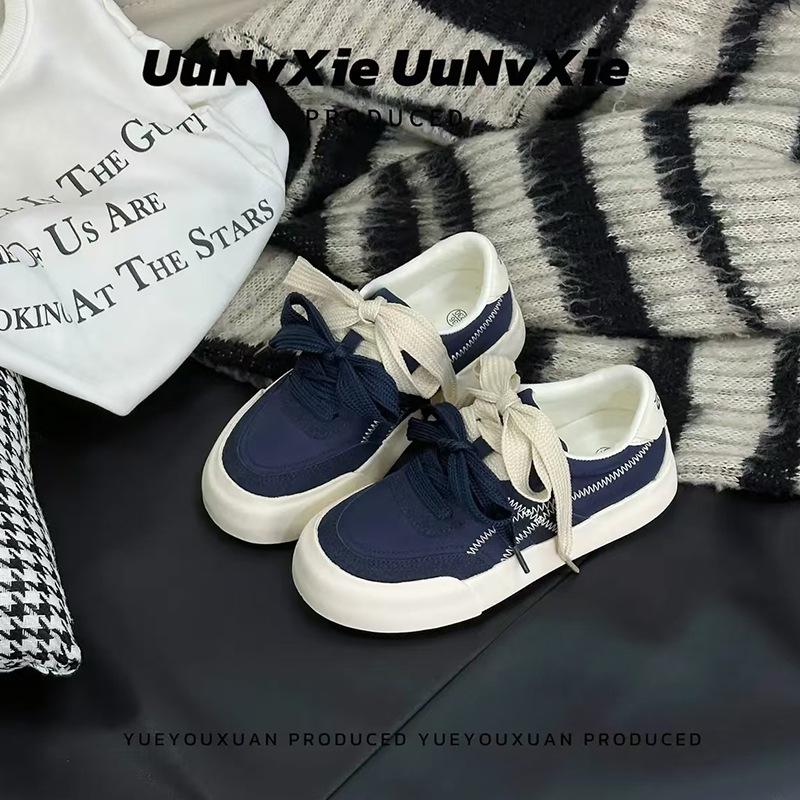 

6 women s niche low-top spring new versatile sports and leisure shoes retro board shoes 40 темно-синий