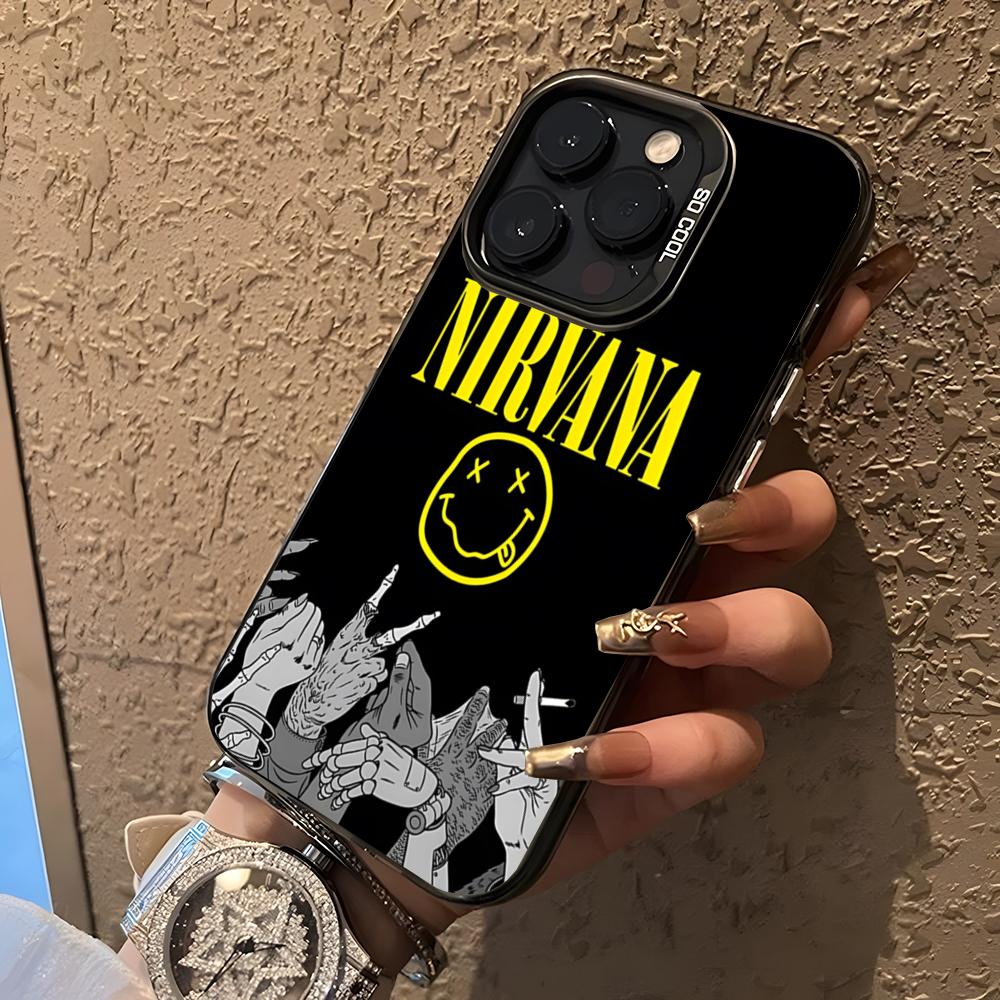 

Модный чехол для телефона Fashing N-nirvanas Cool для 17 Pro Max IPhone 16 Pro Max 15 14 Plus 12 13 X XS Max 11 Цветной Серебристый Чехол iPhone 13