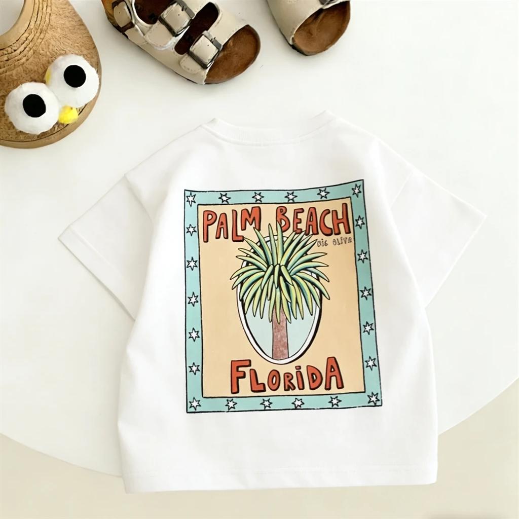 2026 Summer Clothes Kids Boys Fashion Clothing Shortsleeved Tops Cartoon Printed Tees Girls Baby Lovely Tshirt Outer Wear