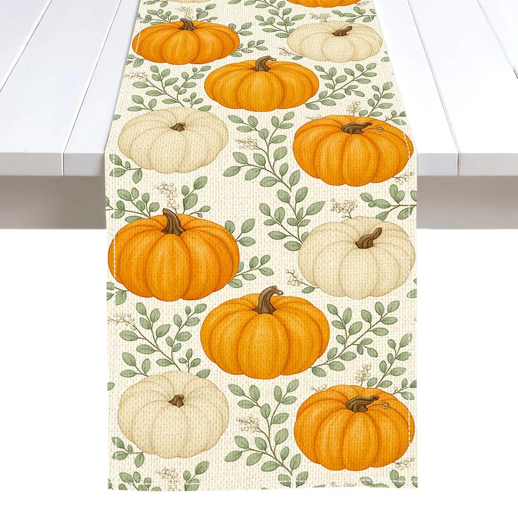 Herbst-Heilungs-Thema Kürbis-Illustration Tischläufer Hochzeitsdekoration Langlebige Küchen-Esstischläufer Partyzubehör