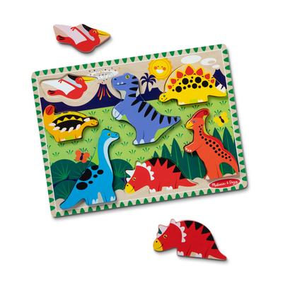 Melissa & Doug Wooden Toy Dinosaur Puzzle, Thick, 7 Pieces, Authentic Product, 3747