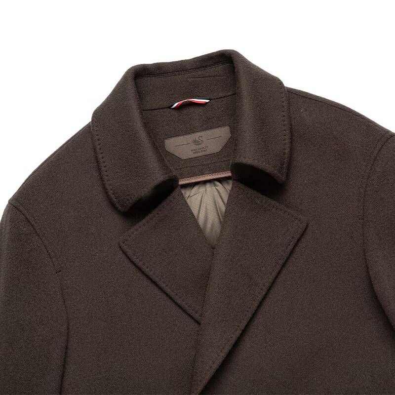 ROMON Men's Double-breasted Wool Blend Overcoat with Detachable Goose Down Liner