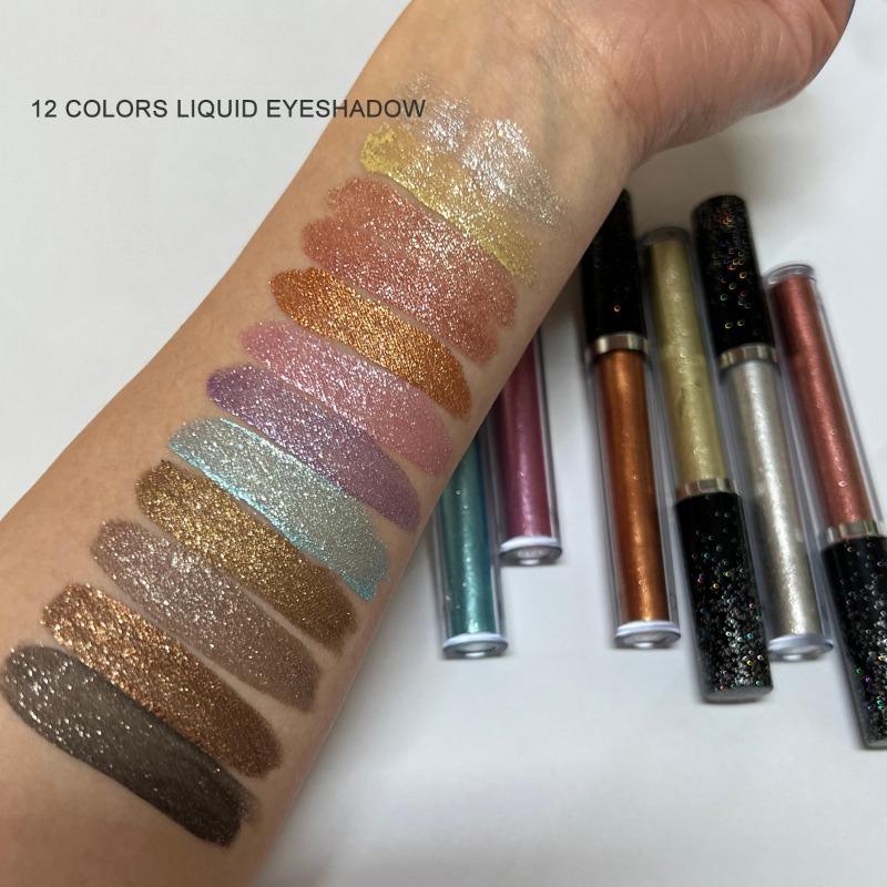 Flüssiger Lidschatten - 12 Farben Metallischer Schimmer Weicher Highlighter Augenlid Make-up Lidschatten Flüssig