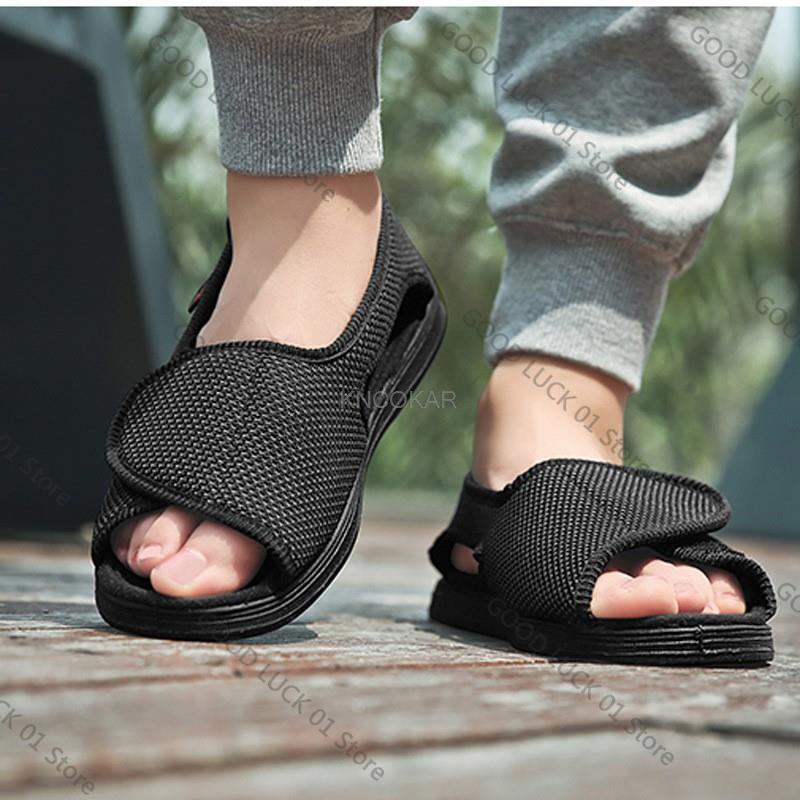 Fashion Adjustable Diabetic Widened Shoes Breathable Non-slip Thumb Valgus Deformation Shoe Elderly Pregnant Feet Swollen Sandals Unisex