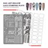 1 Sheet Etched Nail Art Stencil High-Precision Bow Flower Lace Checkered Nail Decal Sheets For Reusable Manicure Transfer Tool
